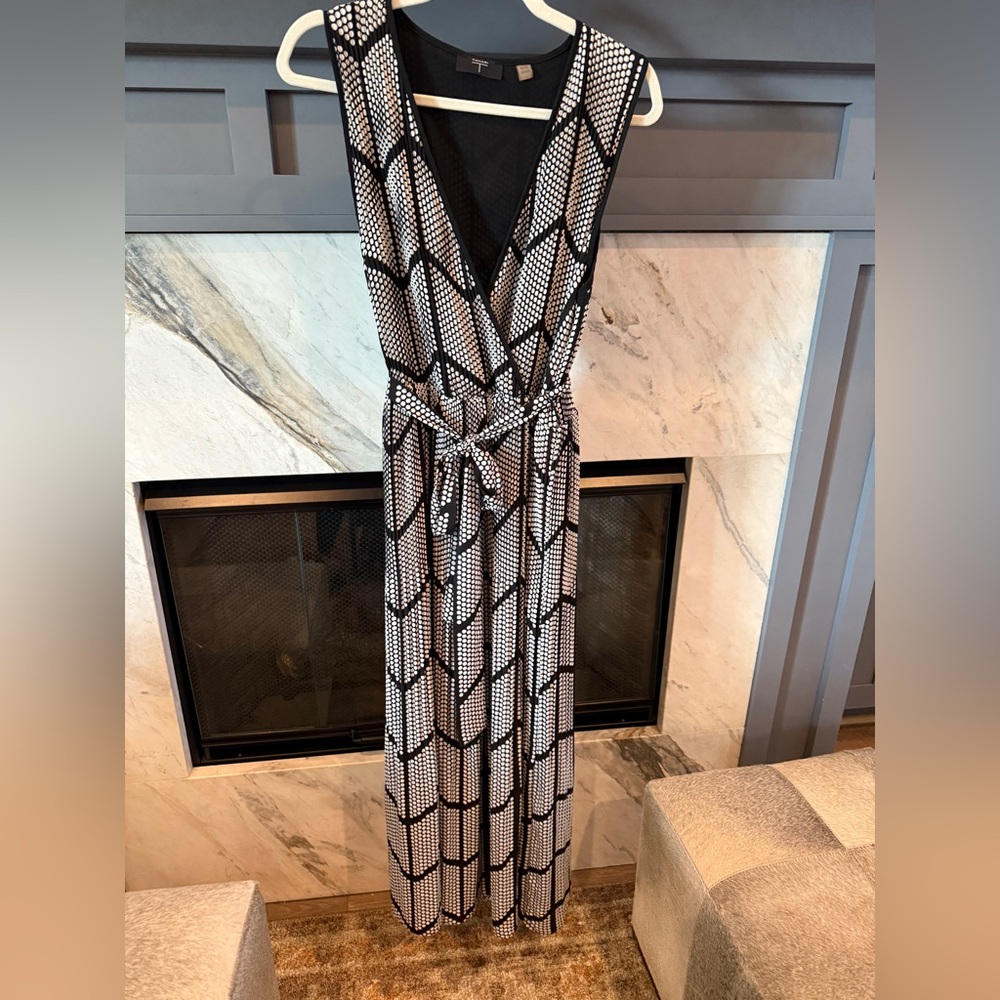 Tahari Black and White Geometric Maxi Dress